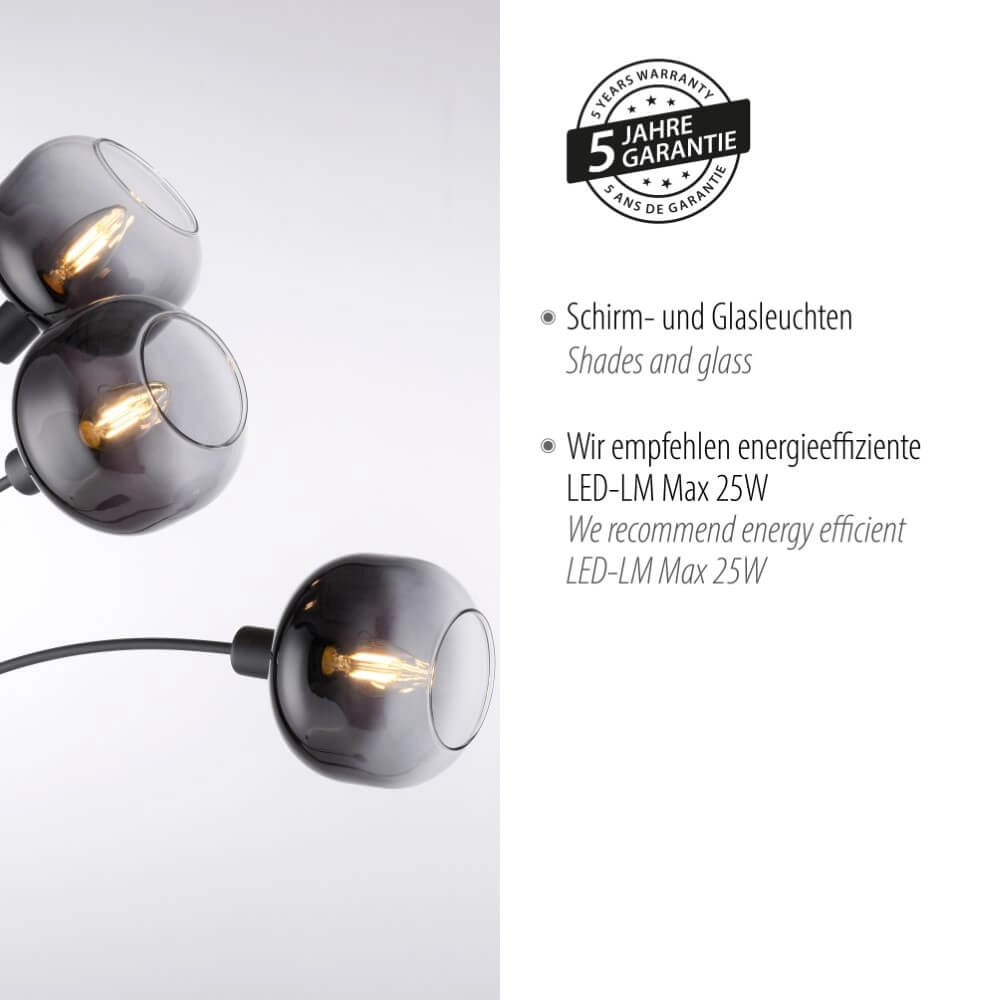 Lampadaire noir Zea 3 lumières Just Light 4043689993764