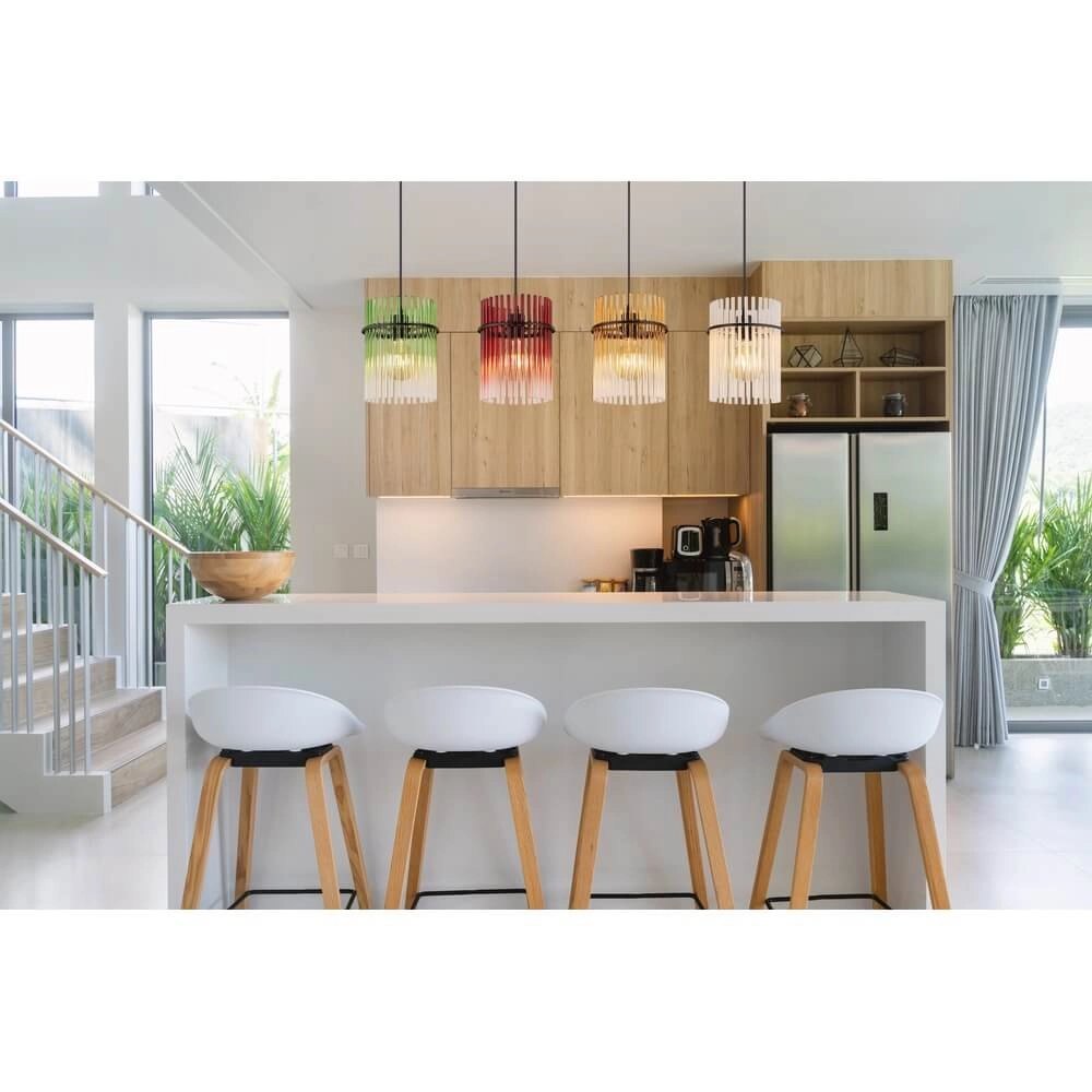 Suspension noire Gorley Verre coloré 4 lumières Globo 9007371484003