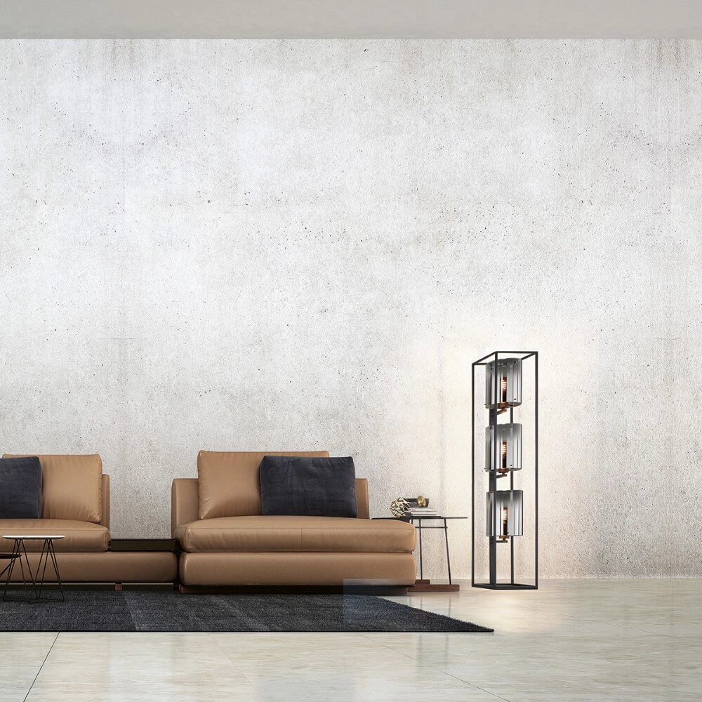 Lampadaire Samu verre de fumée Fischer & Honsel 4003694404198