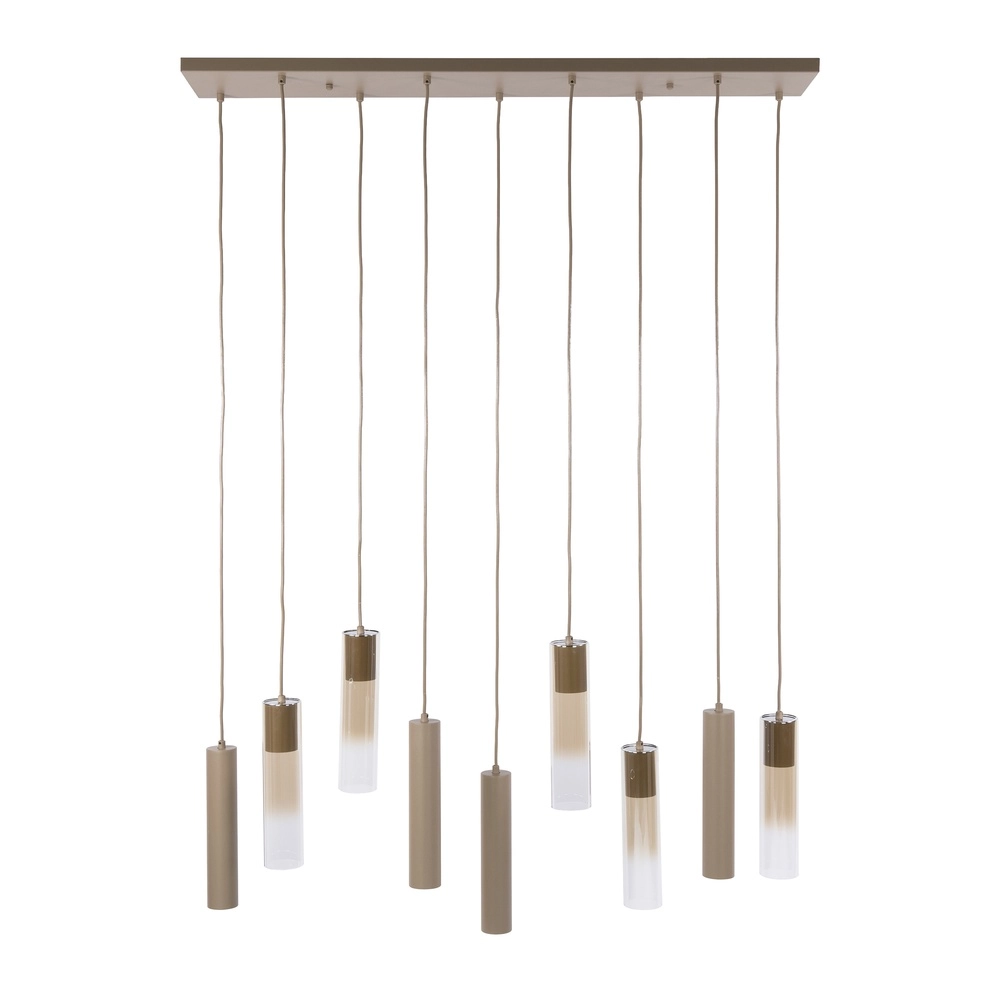 Lampe suspendue élégante Lungo 9 feux marron sable Lyora 8716803514911