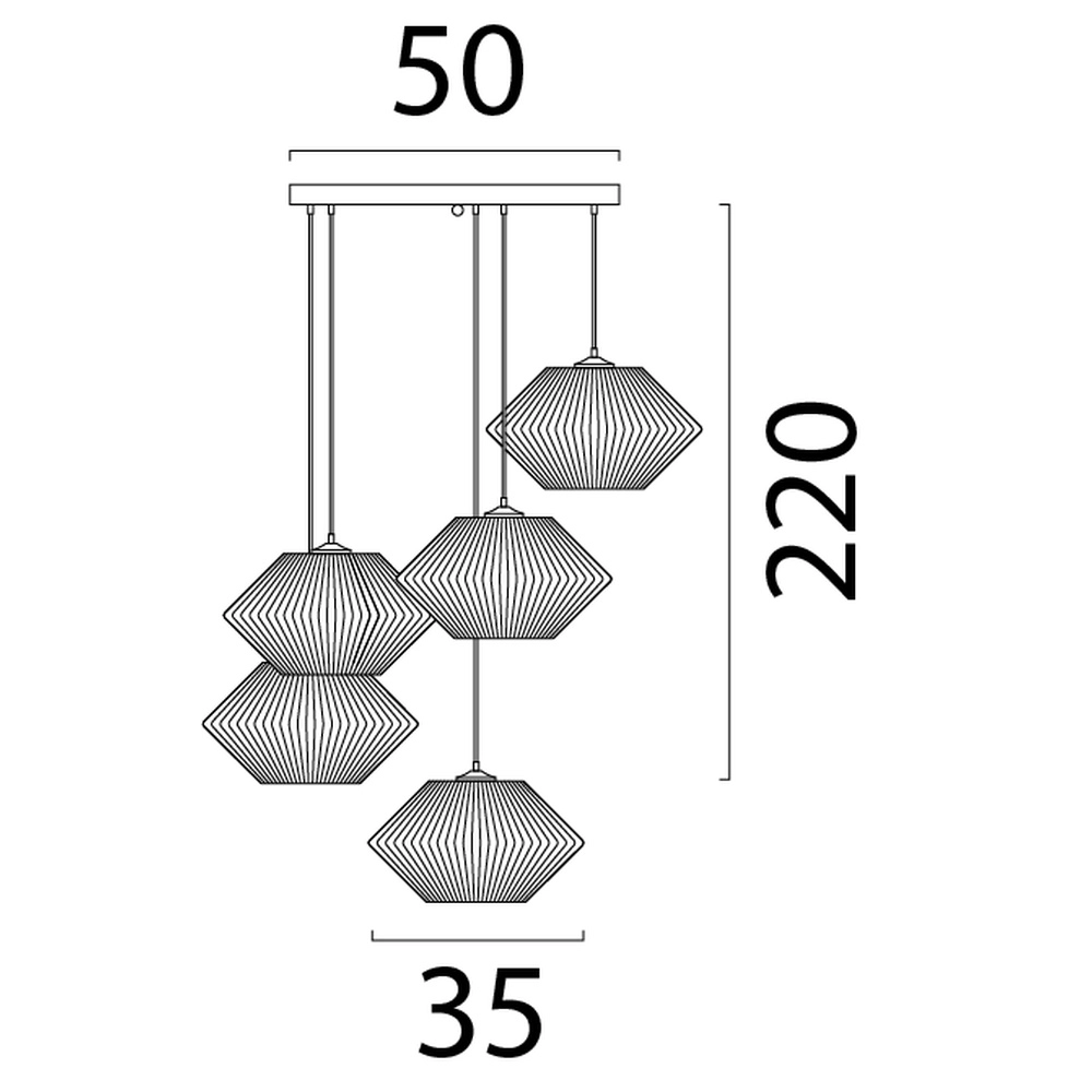 Lampe pendante Japandig Bicono 5x Ø35cm Masterlight 8718121352787
