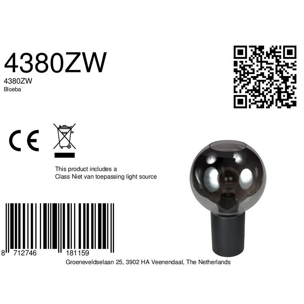 Lampe de table Bloeba boule de verre fumé Ø 20cm Steinhauer 8712746181159