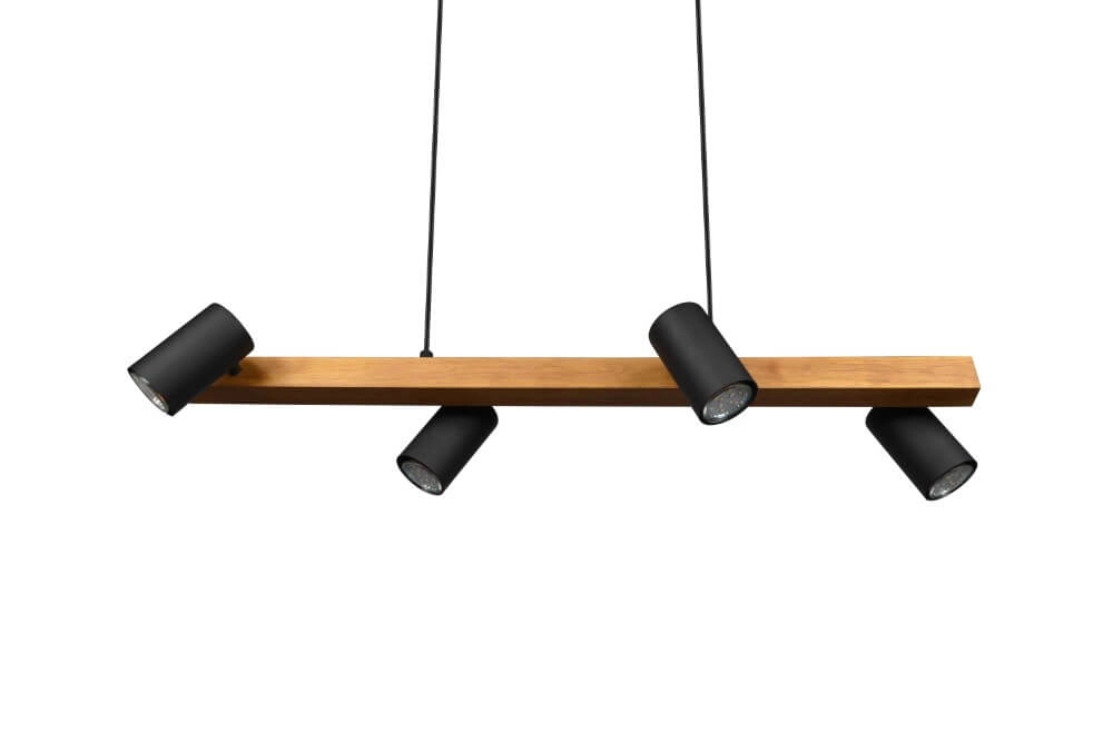 Lampe suspendue orientable Marley Noir avec du bois Trio 4017807523720
