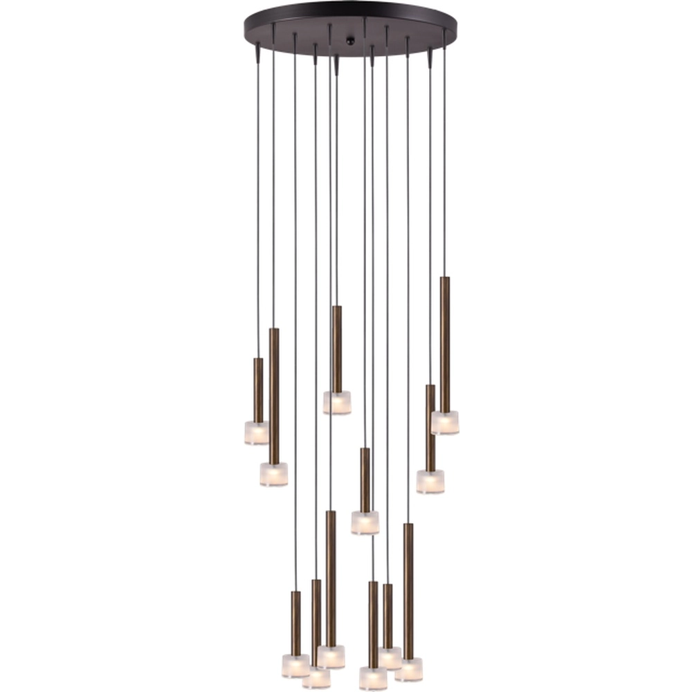 Suspension LED Fabro 12-lights - cuivre ancien