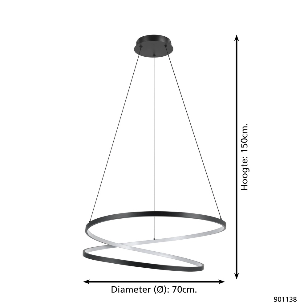 Ø Lumière suspendue LED de 70 cm Ruotale Noir Eglo 9008606303526