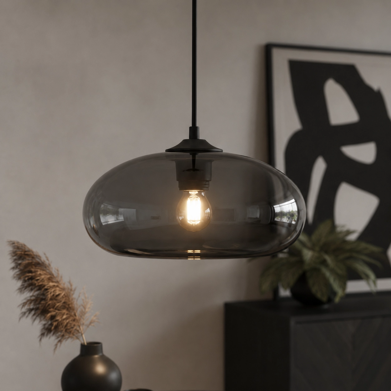 Lampe suspendue Paradise verre gris