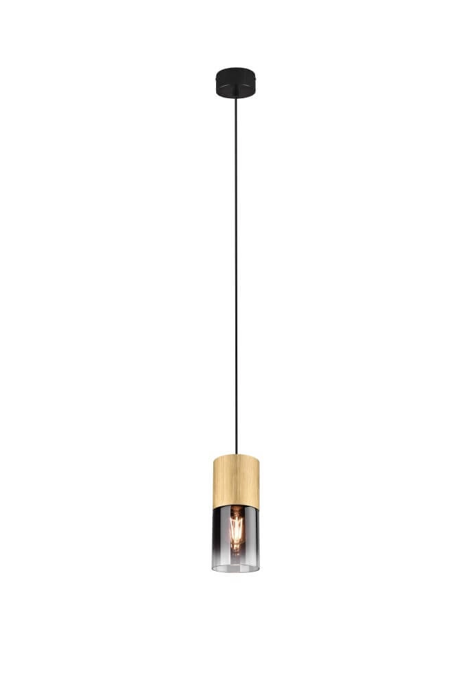 Lampe suspendue Robin pendentif bois avec noir Trio 4017807507478