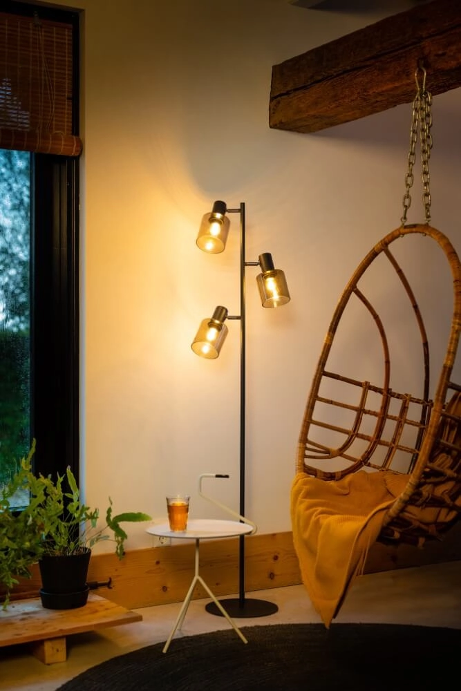 Lampadaire en verre Sledge Glass 3 lumières noir avec verre doré ETH 8720195302889