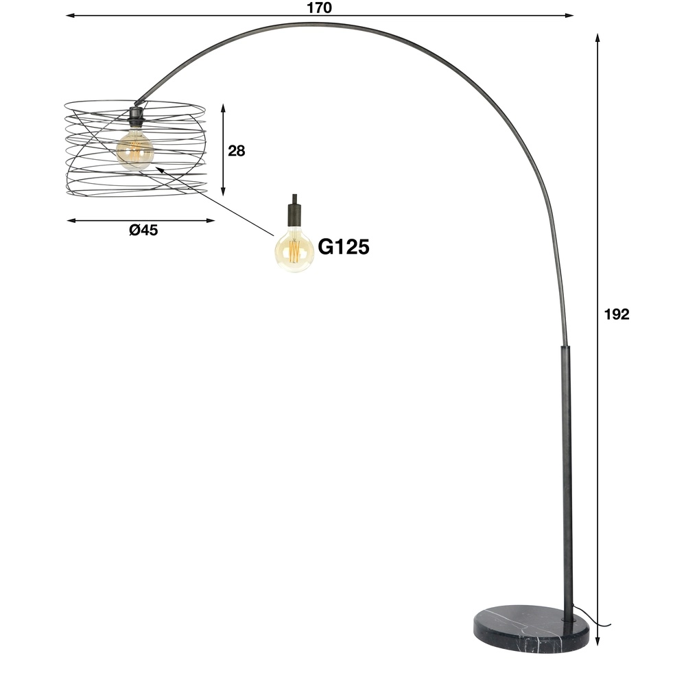 Lampe à arc Curl avec capuchon de fil Lyora 8716803512498