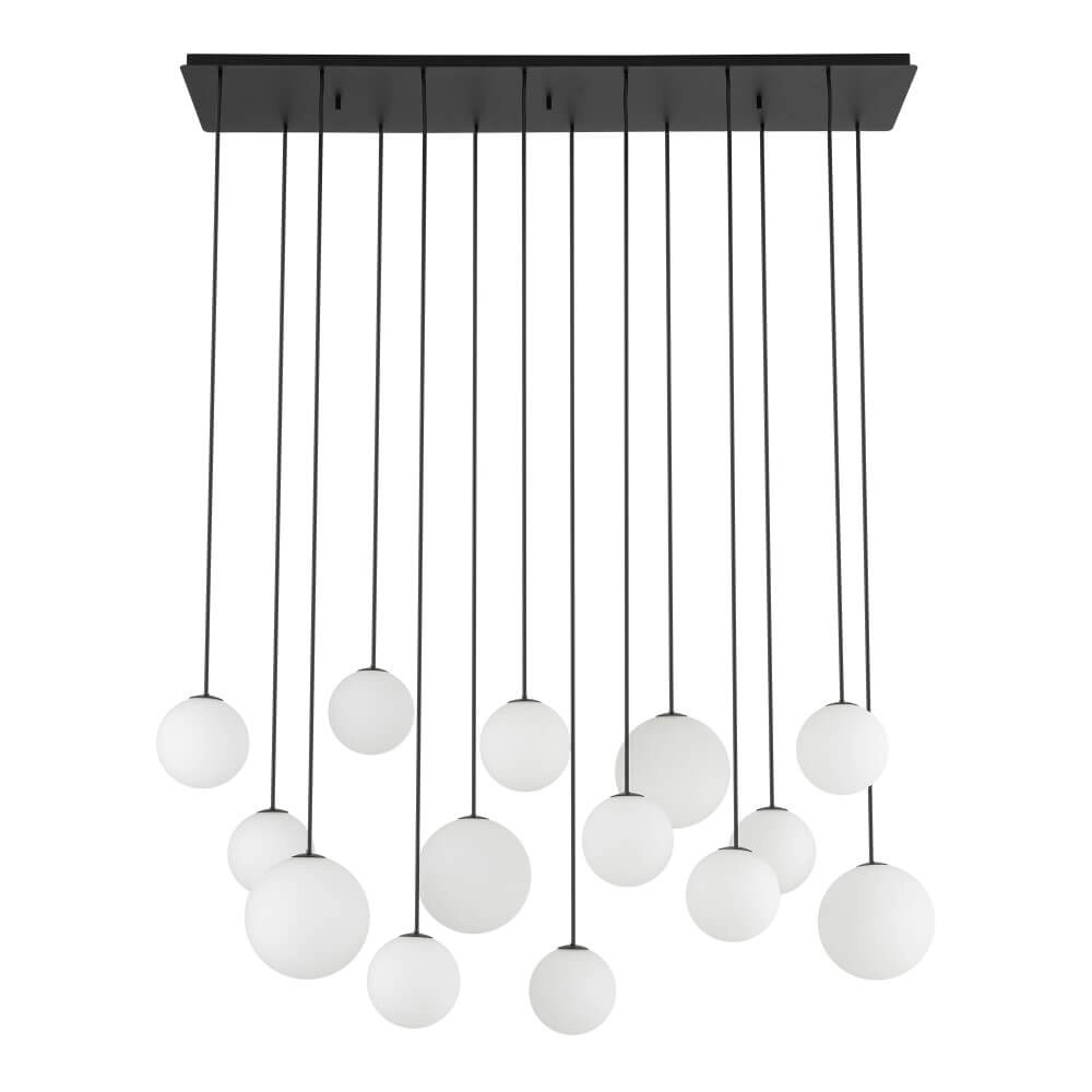 Suspension 14 lumières Snowball noir avec verre blanc Lyora 5903139114080