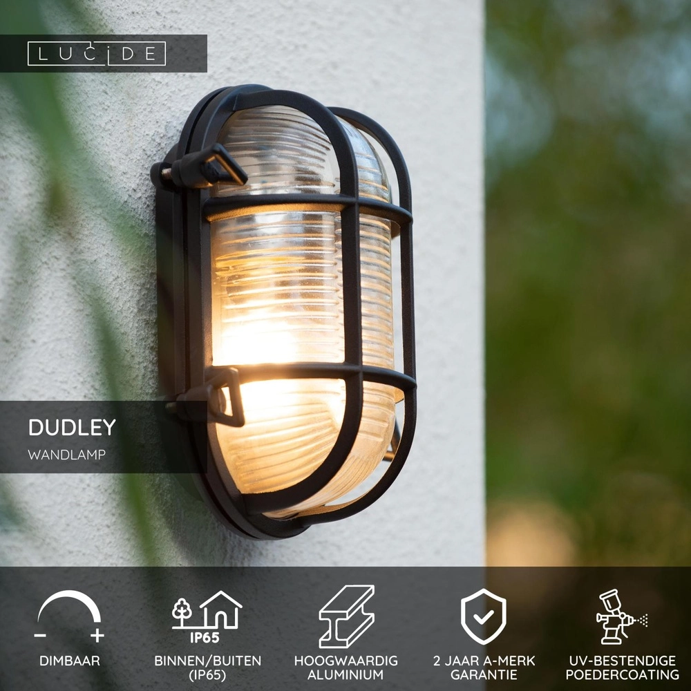 Lampe murale Bullseye Dudley IP54 noir Lucide 5411212114891