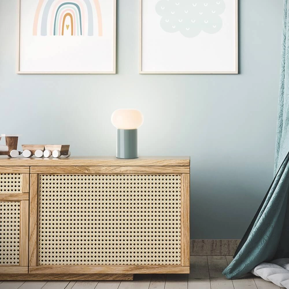 Lampe de table verte Knut avec verre blanc Brilliant 4004353430176