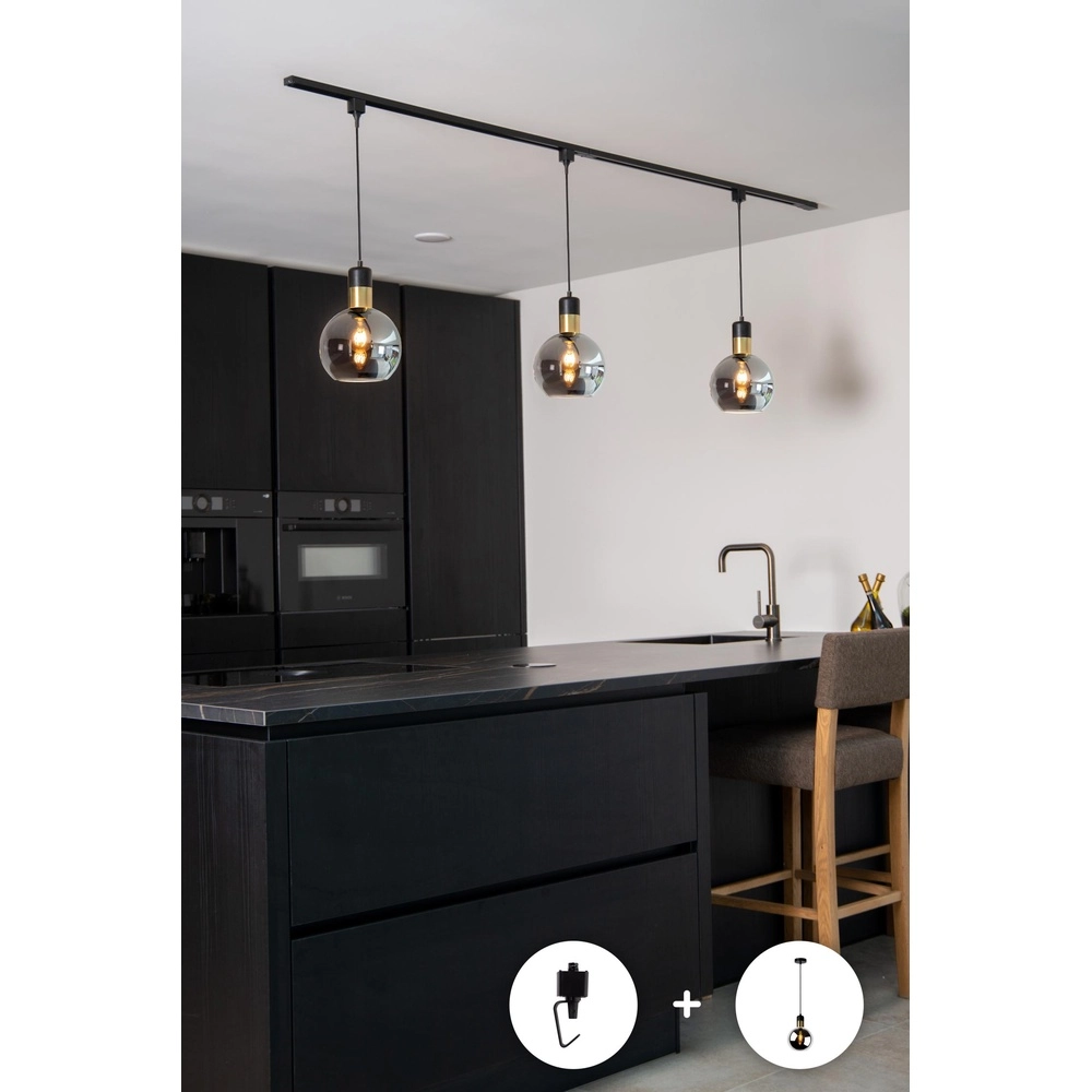 Adaptateur de lampe suspendue à rail Track Noir monophasé