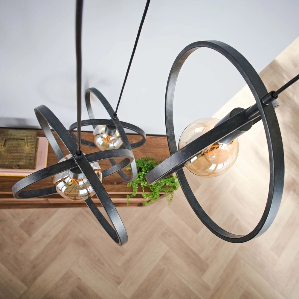 Table de salle à manger à 3 lampes suspendues Turn Ø 40 cm - charbon de bois - excl E27 Lyora 8716803513143