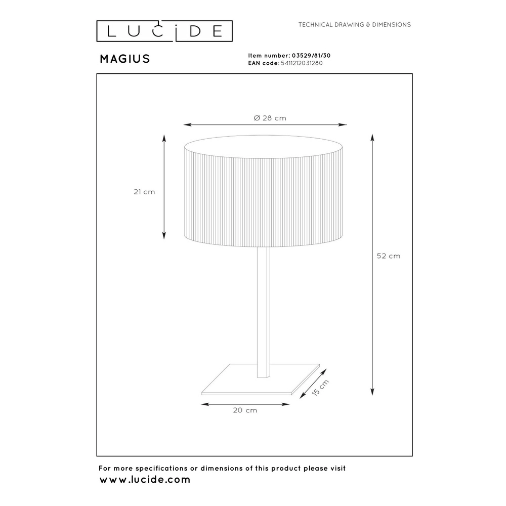 Lampe de table Magius Rotin Lucide 5411212031280