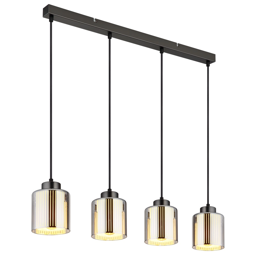 Lampe pendante de conception Felicia Quatre feux en métal canon