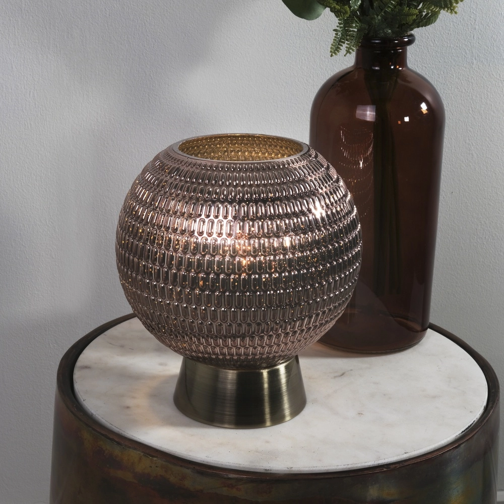 Lampe de table Mila verre brun À piles Searchlight 5053423306940