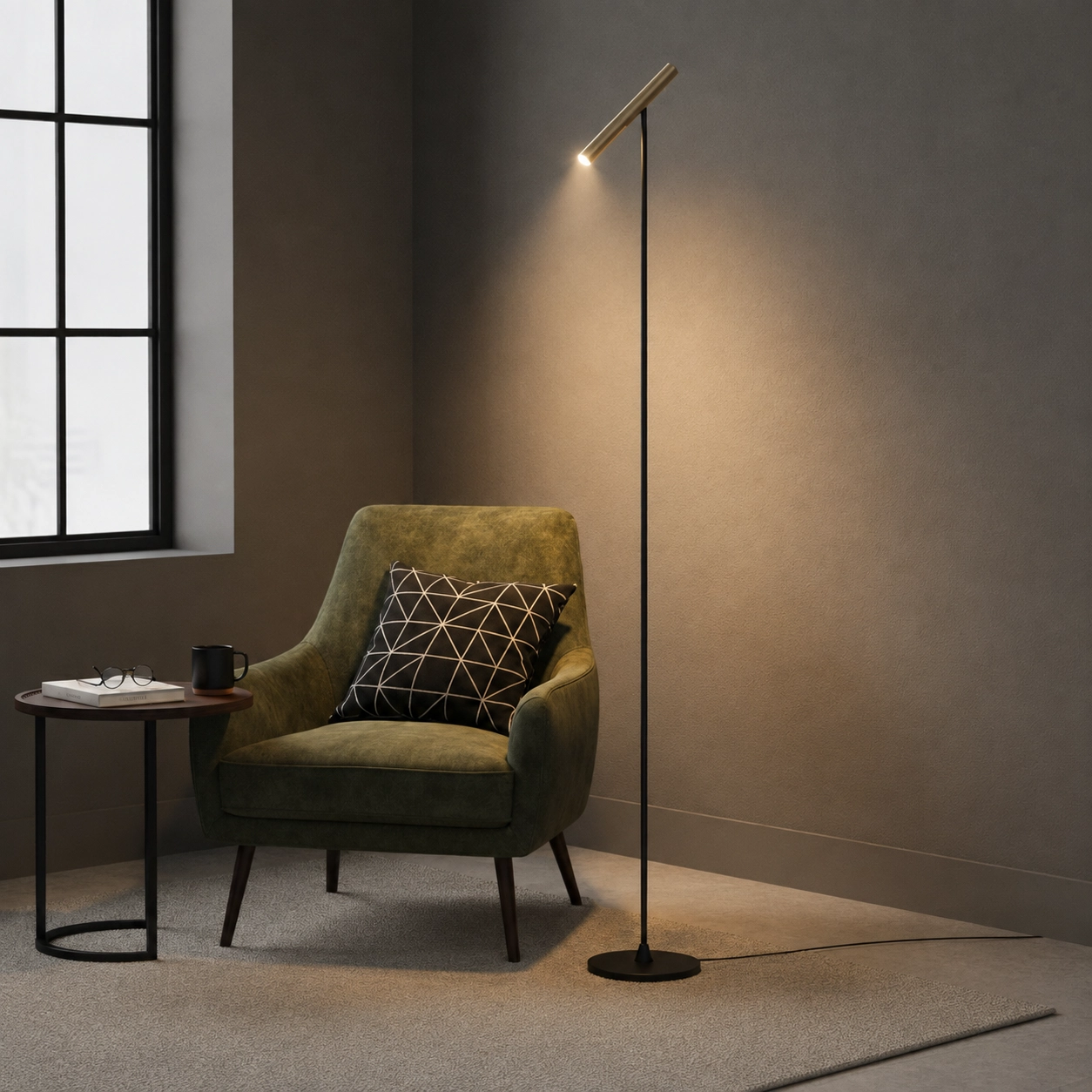 Lampadaire design Kansas Noir avec champagne