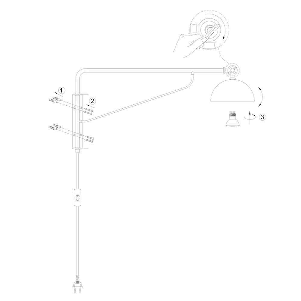 Applique murale Pintino noir avec bronze Steinhauer 8712746176506