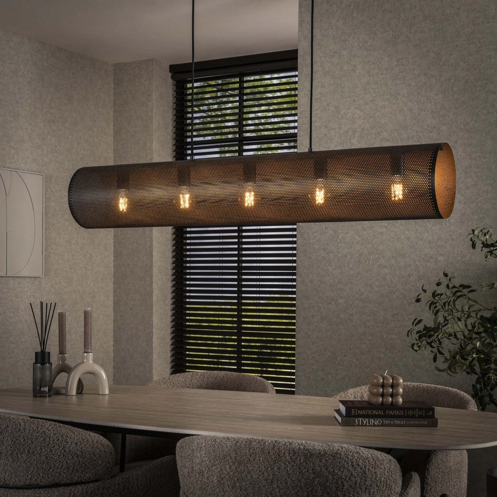 Lampe suspendue horizontale en maille Tubon 120cm - 5x E27