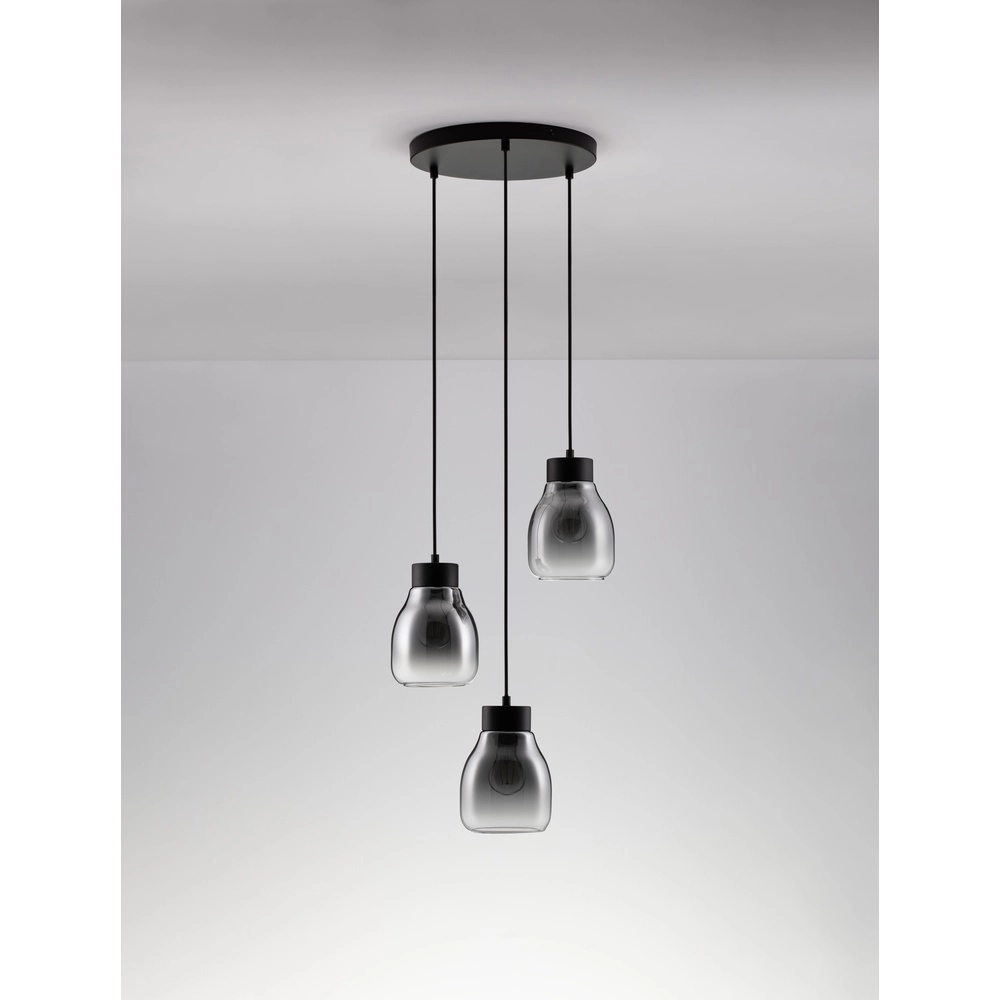 Suspension Blacu 3 lumières noir rond Lyora 5212017447487