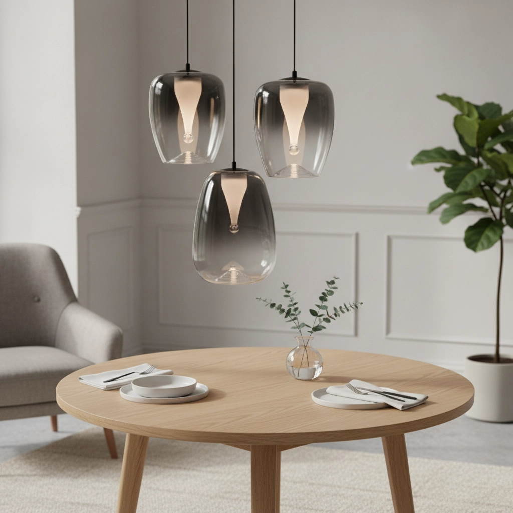 Suspension design Oblo Verre fumé à 3 lumières