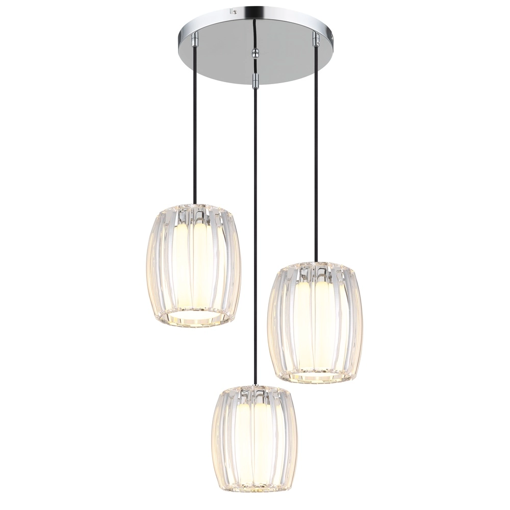 Lampe pendante à 3 lampes Maribel Projectile chromée