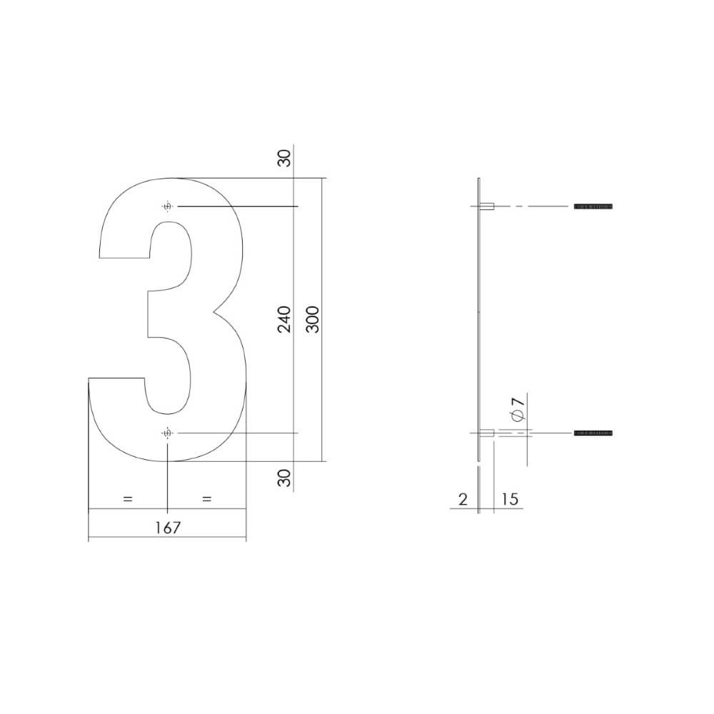 Maison numéro 3 XL Numbra Acier inoxydable 30cm Intersteel 8714186503102