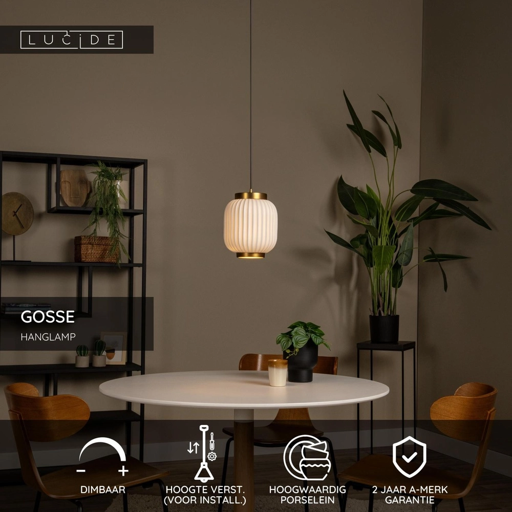 Lampe pendante de conception Gosse Or avec blanc Lucide 5411212134141