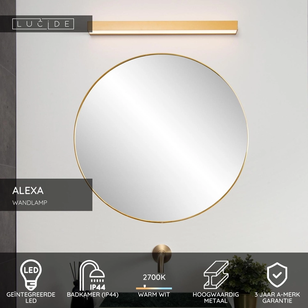 Lampe murale de salle de bain Alexa 60cm or - IP44 - 8W Lucide 5411212040510