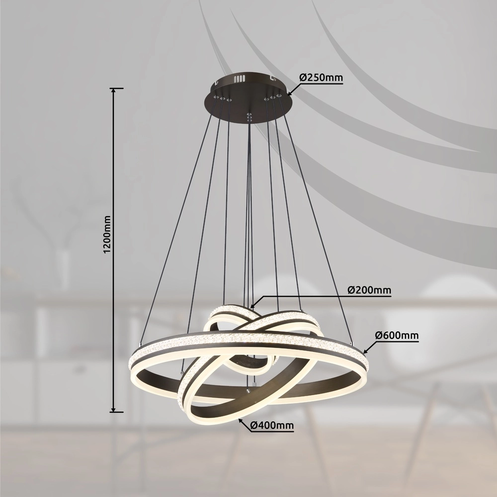 Lampe pendante de conception Grouni 3 anneaux en titane brossés Globo 9007371455003