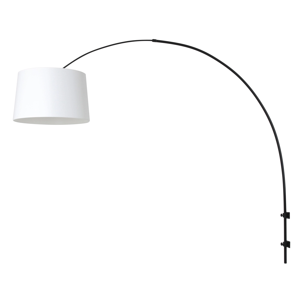 Lampe arc murale noire Sparkled avec abat-jour blanc