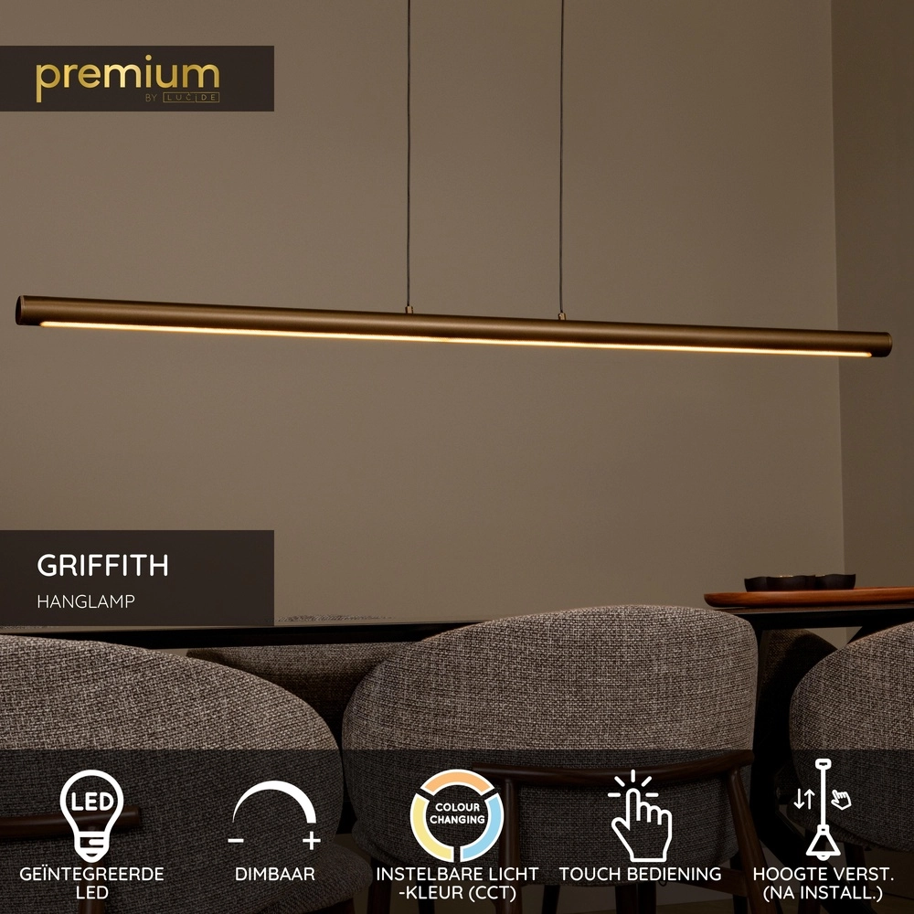 Lampe suspendue élégante Griffith bronze 140 cm Premium by Lucide 5411212241931