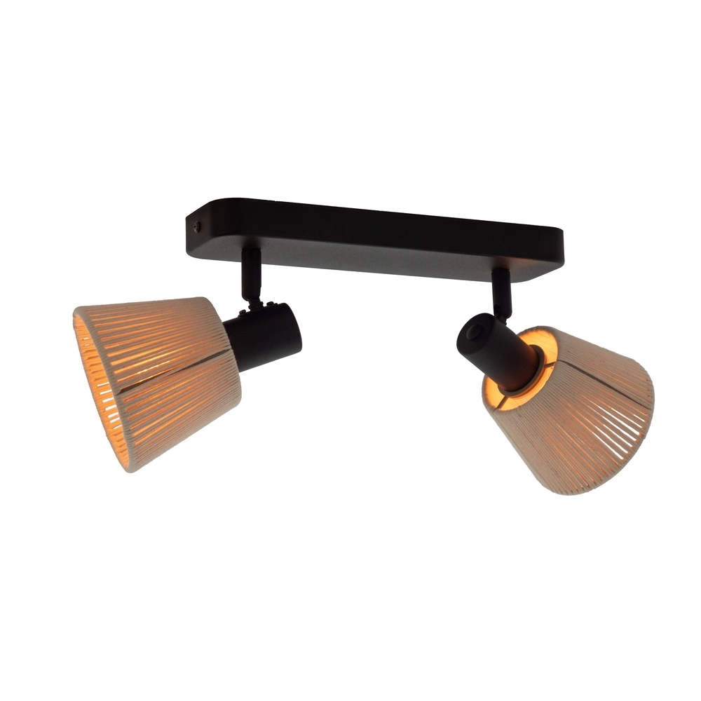 Plafonnier Seagard Noir avec rotin 2 lumières Plafonnier Seagard Noir avec rotin 2 lumières