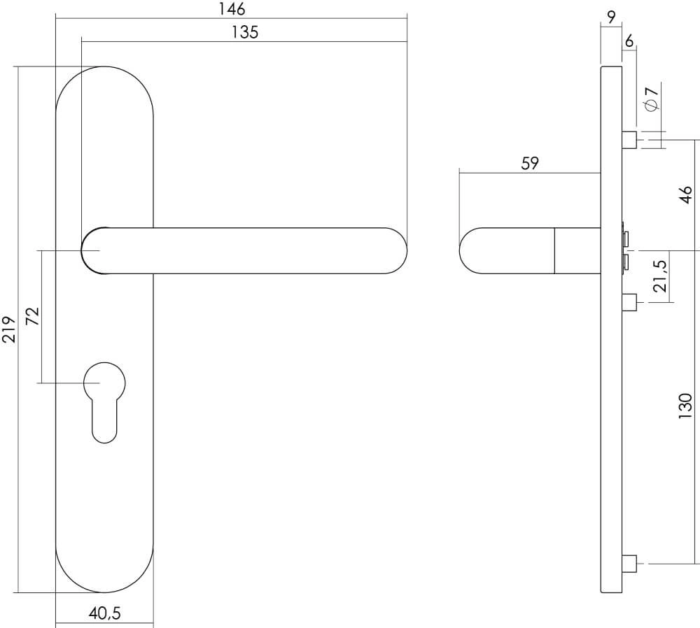Poignée Rond PC 72mm acier inoxydable Intersteel 8714186172063