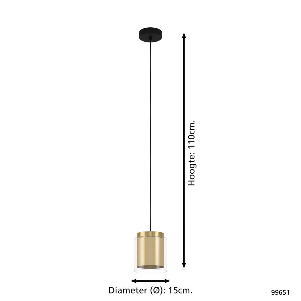 Lampe à suspension en verre Lagunitas avec de l'or Eglo 9002759996512