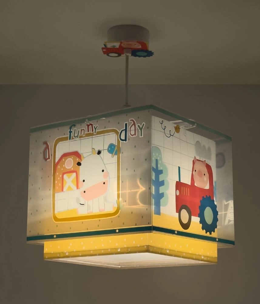 Lampe suspendue chambre d'enfant My Farm jaune avec du blanc Dalber 8420406634029