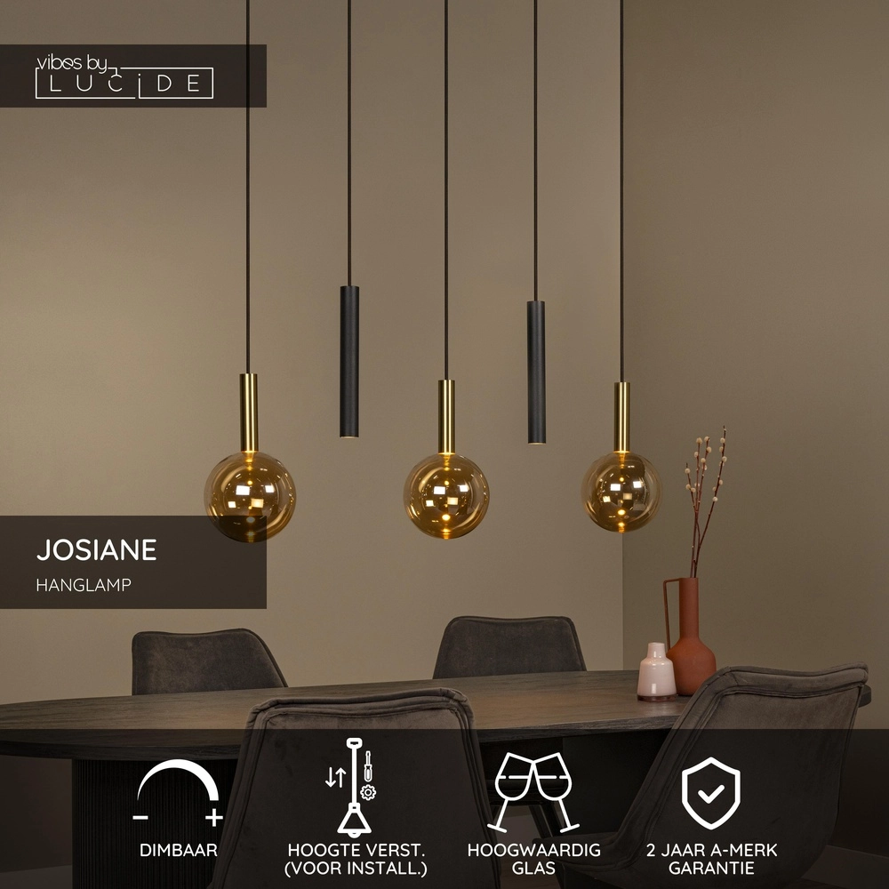 Lampe suspendue à 5 lumières Josiane noir avec or Lucide Vibes 5411212212276