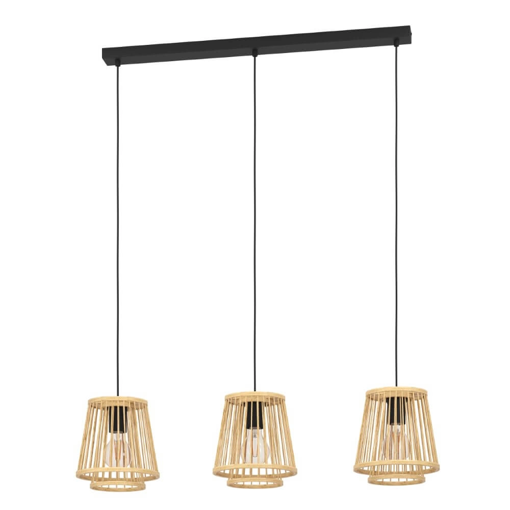Lampe suspendue en bois Hykeham 3 lumières