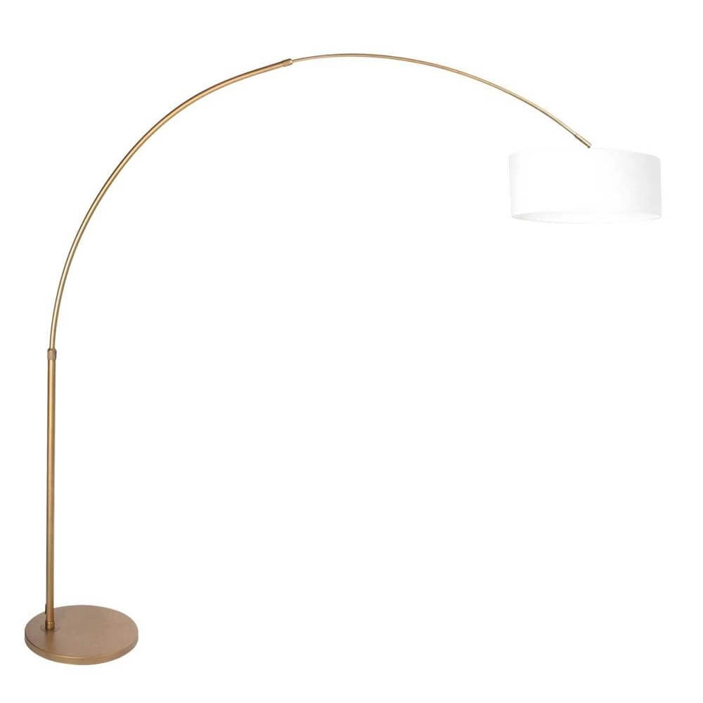 Lampe à arc Sparkled Light bronze avec abat-jour blanc grossier Ø 45cm Lampe à arc Sparkled Light bronze avec abat-jour blanc grossier Ø 45cm