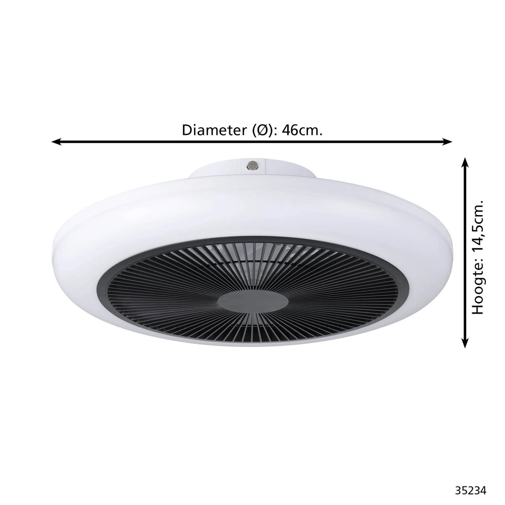 Ventilateur de plafond Sayulita blanc avec noir Ø 46cm Eglo 9002759352349