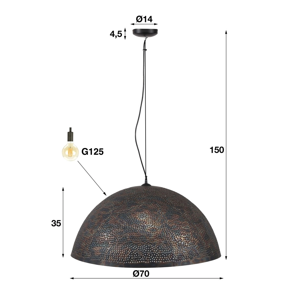 Lampe pendante industrielle XXL Punch Ø 70cm Lyora 8716803512856