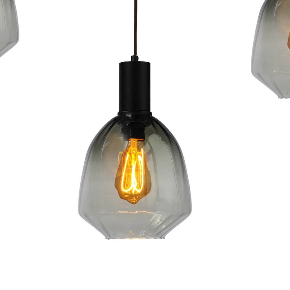 Lampe suspendue 5 lumières - noire - Porto avec des lunettes vertes Nicolette Masterlight 8718121270364