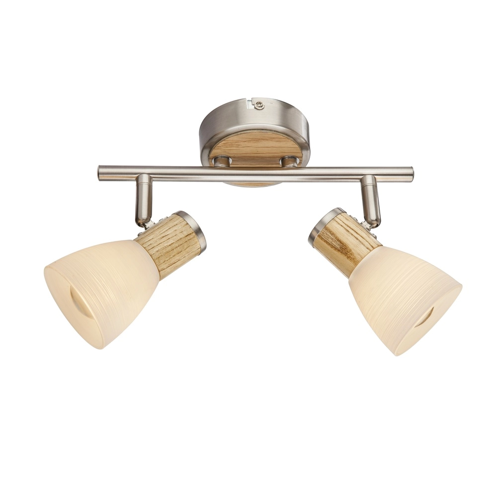 Lampe de plafond Gylfi Nickel avec 2-lights en bois