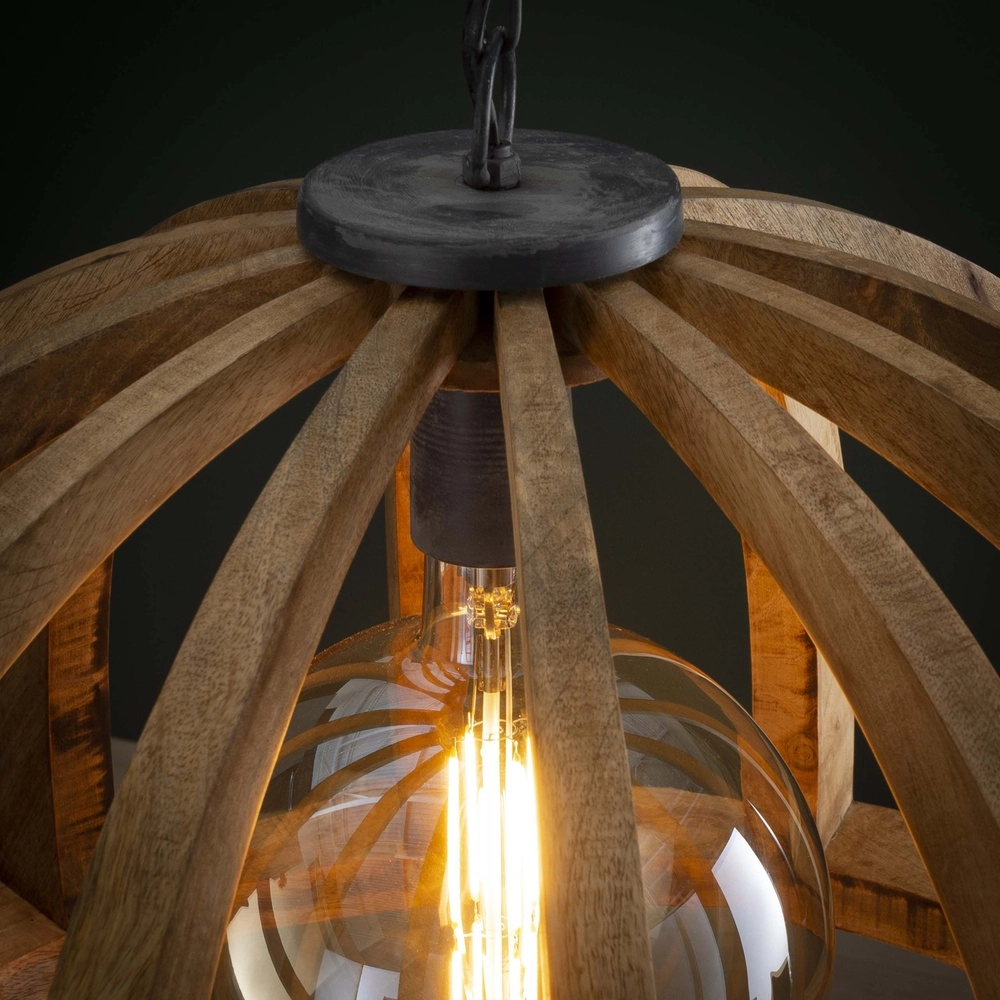 Lampe pendante en bois pour table à manger Orba Ø 60cm - E27 Lyora 8716803513211