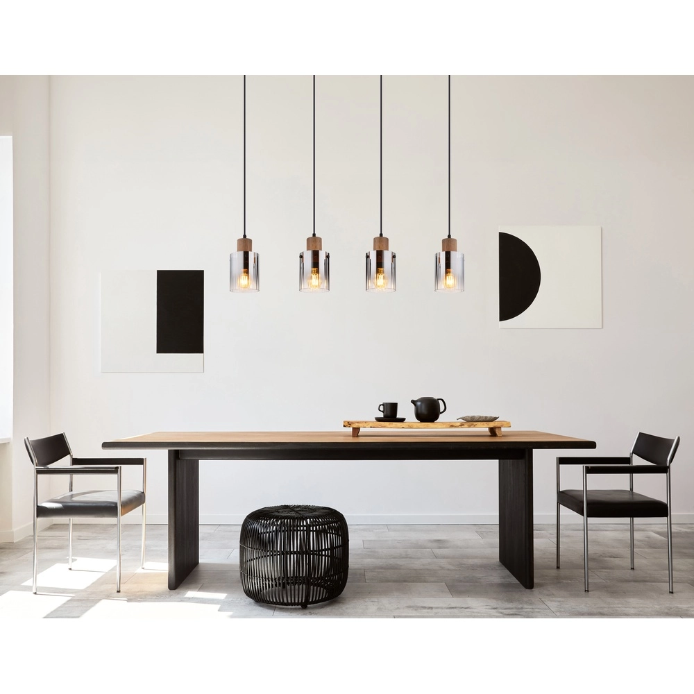 Lampe suspendue Underwood 4-lumière en bois Globo 9007371507658