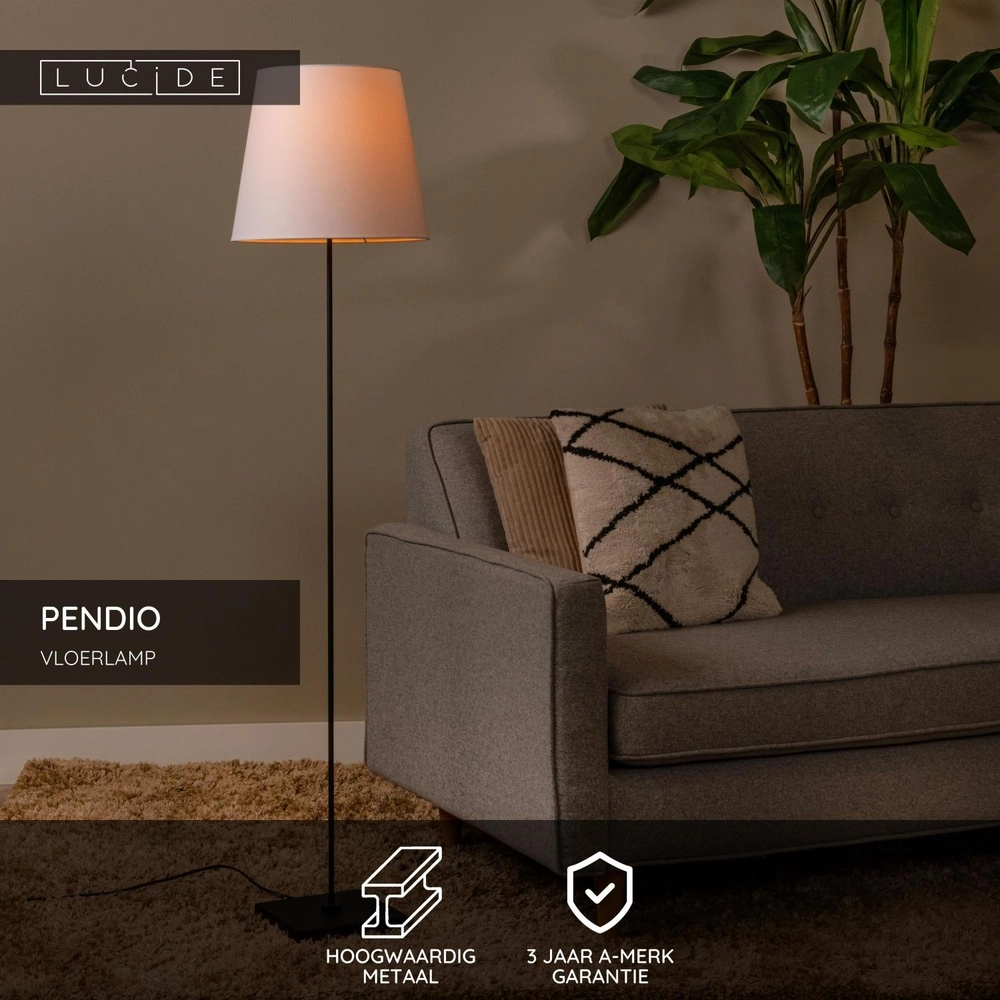 Lampe de pied Pendio Noir avec capuche blanche Lucide 5411212194084
