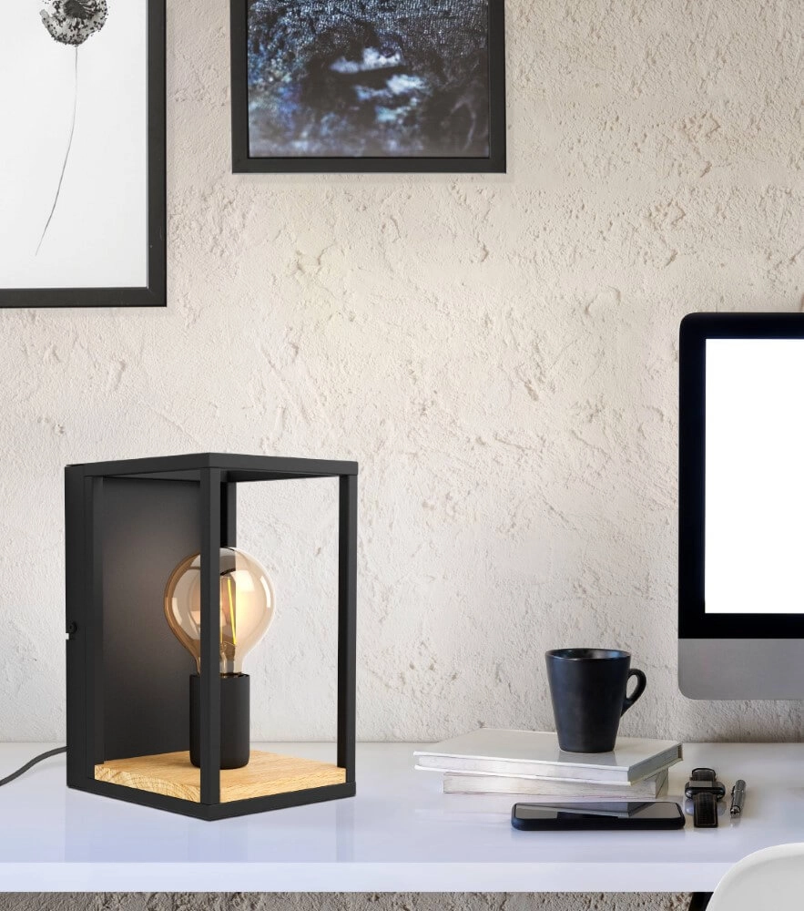 Applique Libertad noir avec du bois Eglo 9002759997960