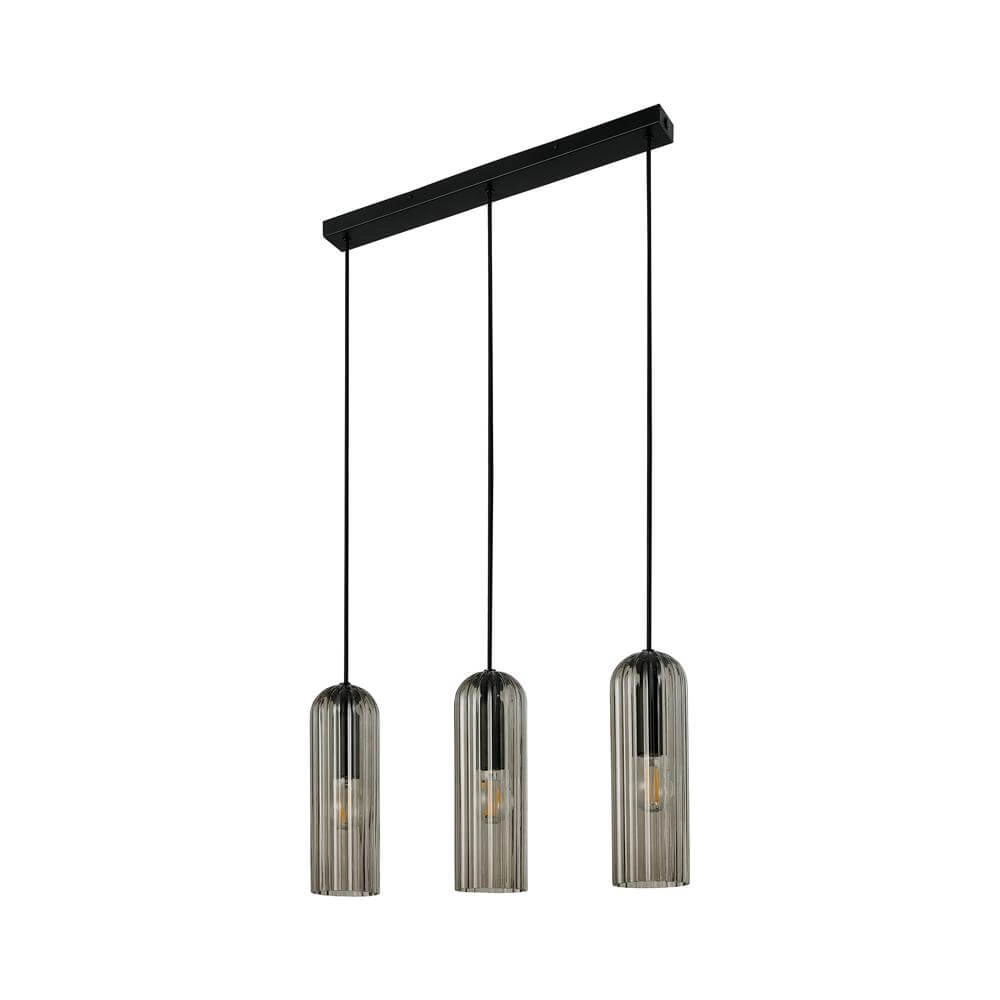 Suspension 3 lumières Miella noir avec verre fumé Nordlux 5704924018626