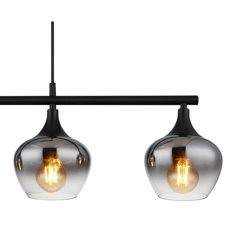 Suspension 4 lumières Maxy noir avec verre fumé Globo 9007371471188